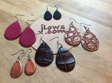 Load image into Gallery viewer, Alligator & Leather Teardrop Earrings