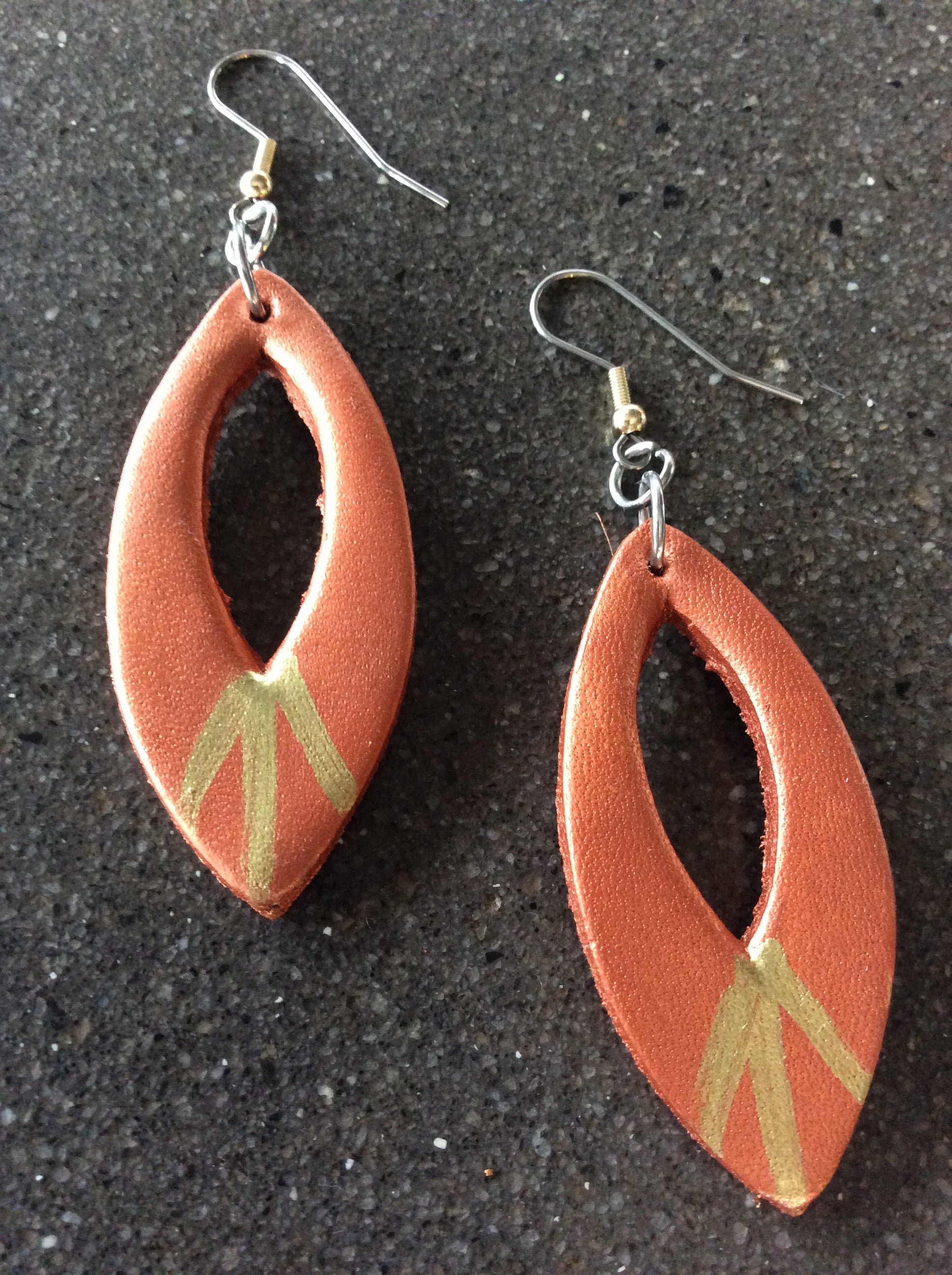 Astros gold Rush Faux Leather Earrings 