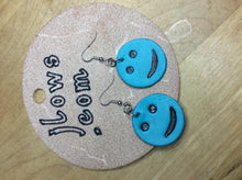 Load image into Gallery viewer, Smiley Face Custom Leather Earrings Boho Chic Don't Worry Be Happy