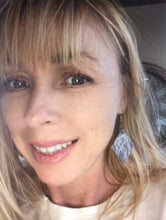 Load image into Gallery viewer, Triangle Leather Earrings with Abstract Design