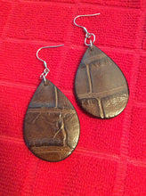 Load image into Gallery viewer, Alligator &amp; Leather Teardrop Earrings
