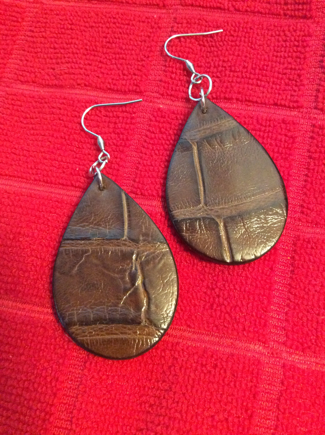 Alligator & Leather Teardrop Earrings