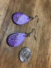 Load image into Gallery viewer, Purple Ostrich Teardrop Earrings Small Boho Chic
