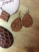 Load image into Gallery viewer, Alligator and Real Leather Boho Teardrop Earrings
