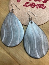 Load image into Gallery viewer, Teardrop Leather Earrings in Gray Tones
