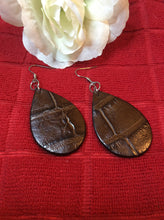 Load image into Gallery viewer, Alligator &amp; Leather Teardrop Earrings
