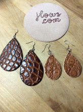 Load image into Gallery viewer, Alligator and Real Leather Boho Teardrop Earrings
