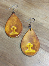 Load image into Gallery viewer, Cross Teardrop Earrings in Leather
