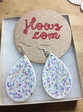 Load image into Gallery viewer, Multi-colored Large Teardrop Leather Earrings
