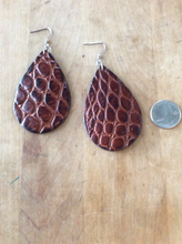 Load image into Gallery viewer, Gator and Leather Teardrop Earrings
