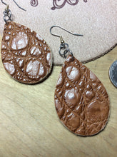 Load image into Gallery viewer, Alligator and Real Leather Boho Teardrop Earrings
