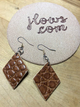 Load image into Gallery viewer, Alligator and Real Leather Triangle Drop Earrings
