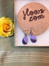 Load image into Gallery viewer, Purple Ostrich Teardrop Earrings Small Boho Chic
