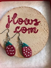 Load image into Gallery viewer, Strawberry Hand Painted Leather Earrings
