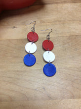 Load image into Gallery viewer, Patriotic Red, White, &amp; Blue Custom Leather Earrings
