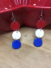 Load image into Gallery viewer, Patriotic Red, White, &amp; Blue Custom Leather Earrings
