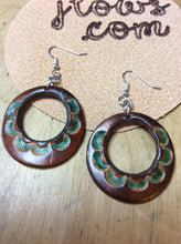 Load image into Gallery viewer, Leather Hoop Earrings Hand Tooled and Painted
