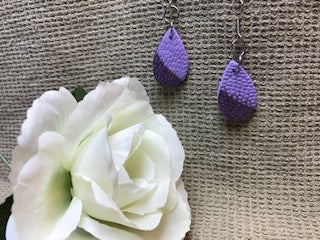 Purple Ostrich Teardrop Earrings Small Boho Chic