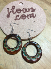 Load image into Gallery viewer, Leather Hoop Earrings Hand Tooled and Painted
