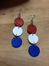 Load image into Gallery viewer, Patriotic Red, White, &amp; Blue Custom Leather Earrings
