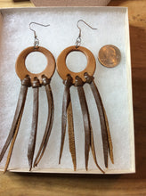 Load image into Gallery viewer, Long Tassle &amp; Hoop Earrings in Leather
