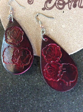 Load image into Gallery viewer, Leather Rose Earrings Custom Made Boho Style
