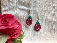 Load image into Gallery viewer, Strawberry Hand Painted Leather Earrings
