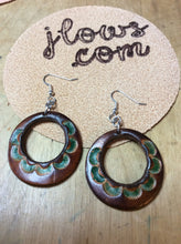 Load image into Gallery viewer, Leather Hoop Earrings Hand Tooled and Painted
