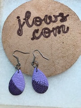 Load image into Gallery viewer, Purple Ostrich Teardrop Earrings Small Boho Chic
