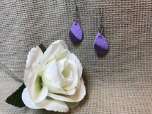 Load image into Gallery viewer, Purple Ostrich Teardrop Earrings Small Boho Chic
