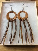 Load image into Gallery viewer, Long Tassle &amp; Hoop Earrings in Leather
