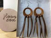 Load image into Gallery viewer, Long Tassle &amp; Hoop Earrings in Leather
