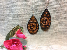 Load image into Gallery viewer, Celestial Moon and Stars Leather Earrings in Teardrop Shape
