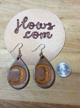 Load image into Gallery viewer, Celestial Moon Earrings Leather Teardrop
