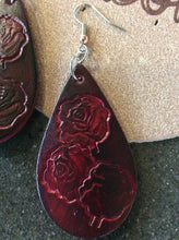 Load image into Gallery viewer, Leather Rose Earrings Custom Made Boho Style
