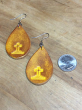 Load image into Gallery viewer, Cross Teardrop Earrings in Leather
