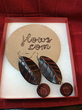 Load image into Gallery viewer, Leaf Earrings with Ladybugs in Leather
