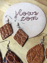 Load image into Gallery viewer, Alligator and Real Leather Triangle Drop Earrings
