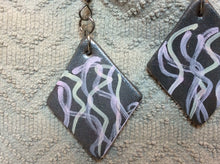 Load image into Gallery viewer, Triangle Leather Earrings with Abstract Design
