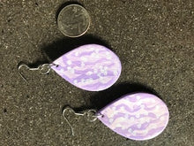 Load image into Gallery viewer, Teardrop Leather Earrings Purple and White Boho Style
