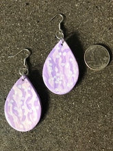 Load image into Gallery viewer, Teardrop Leather Earrings Purple and White Boho Style
