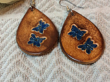 Load image into Gallery viewer, Butterfly Dangle Leather Earrings Teardrop
