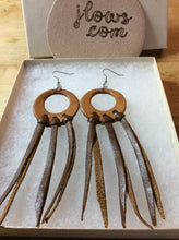 Load image into Gallery viewer, Long Tassle &amp; Hoop Earrings in Leather
