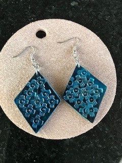 Leather Earrings Turquoise & Dark Blue