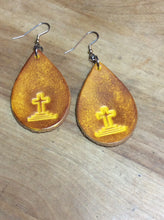 Load image into Gallery viewer, Cross Teardrop Earrings in Leather
