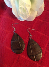 Load image into Gallery viewer, Alligator &amp; Leather Teardrop Earrings
