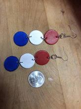 Load image into Gallery viewer, Patriotic Red, White, &amp; Blue Custom Leather Earrings
