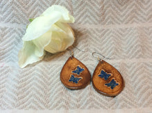 Load image into Gallery viewer, Butterfly Dangle Leather Earrings Teardrop
