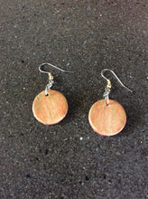 Load image into Gallery viewer, Hand Painted Copper and Gold Leather Circle Earrings
