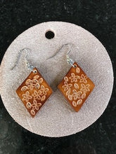 Load image into Gallery viewer, Leather Earrings Caramel Floral
